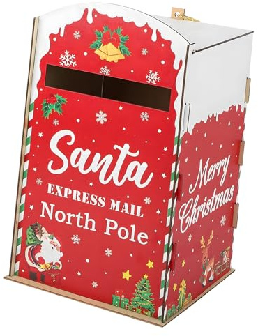 PANGBOER Schöner Weihnachtsbriefkasten aus Holz mit einfacher Montage für den Innen- und Außenbereich, Haustür, Urlaubs-Briefkasten