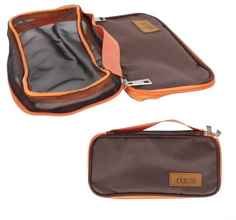 Vibsky Sac de rangement portable pour ustensiles et couverts, organiseur de rangement léger pour randonnée, pique-nique, barbecue, voyage, kaki (marron)