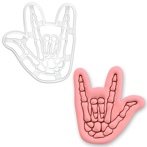 BAKERLOGY I Love You Skeleton Hand Cookie Cutter – Sign Language Biscuit Cutter for Romantic Baking, Valentine’s Treats, Gothic Cake Decoration Tool