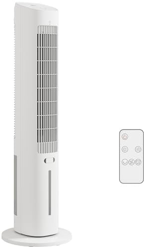 HOMCOM - Enfriador de aire de columna 3 en 1 enfriador humidificador y ventilador, oscilación 48°, 3 velocidades 3 modos, tanque de agua 3L, bloques de hielo, mando a distancia, para habitación de