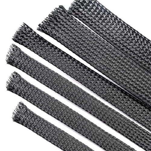 Thalawirefix 10 Meters Expandable Nylon Cable Sleeve ID 1mm to 18mm Insulated Braid Tight Mesh Tube for Wire Protection Anti-Clutter(8mm Flat Width)