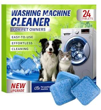 kolina Nettoyant machine à laver Pet Owner Nettoyant pour machine à laver, nettoyage d'épilation d'animaux et tablettes effervescentes (24 pièces)