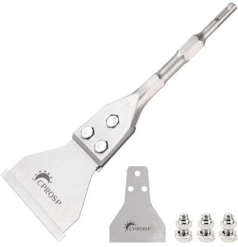 CPROSP SDS Plus Spatula Chisel 300 x 100 mm, Includes Replacement Blade Screws, Floor Scraper & Tile Adhesive Remover, Paint Scraper for Floor Adhesive, Carpet, Floor Adhesive, PVC Tiles