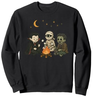 Cute Vampire Mummy Zombie Campfire Camping Sweatshirt