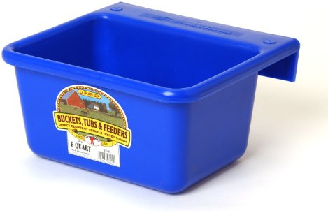 Little Giant® Plastic Mini Feeder | Fence Feeder | Goat Feeder | Durable & Mountable Bucket for Livestock | Made in USA | 6 Quart | Blue