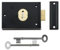 Durable Double Handed Black Rim Dead Lock 100 x 75mm Door Deadlock Gates Sheds + 2 Keys