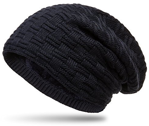 Caspar MU133 warme Feinstrick Beanie mit weichem Fleece Gefüttert, Farbe:dunkelblau, Größe:One Size