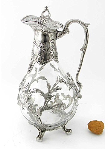 Cavagnini Jugendstil Glaskanne Hartzinn 100% Made in Italy Kunsthandwerk, Silber, Krug, Kanne mit Deckel