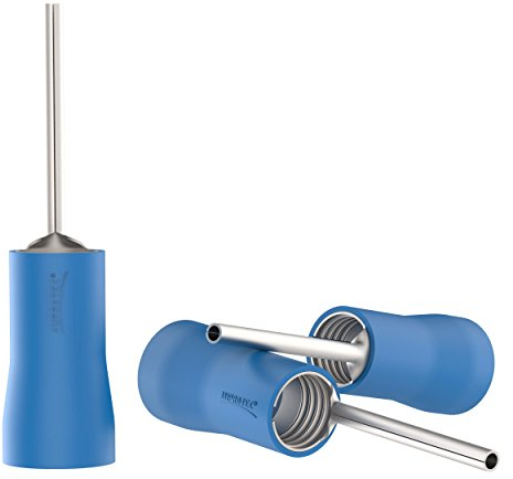 AUPROTEC 100x Stiftkabelschuhe 1,5-2,5 mm² blau Stiftlänge 10 mm Teilisolierte PVC PTV männliche Kabelschuhe aus Kupfer verzinnt Kabel-Verbinder Stift-Form