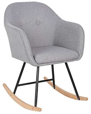 WOLTU Rocking Chair, Nursing chair with Comfortable Padded Seat, Armchair for Living Room/Dressing table/Bedroom/Balcony, Linen, Light Grey