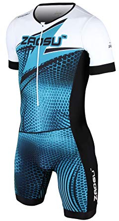 ZAOSU Racing Herren Aerosuit - Trisuit Einteiler | Triathlonanzug mit Arm, Farbe:blau, Größe:XXL