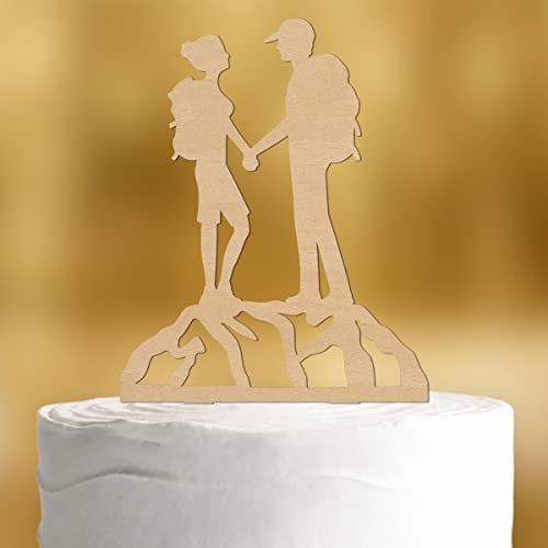 Dankeskarte.com Mountain Passion Cake Topper - Real Wood, XL, Wedding Cake Decoration