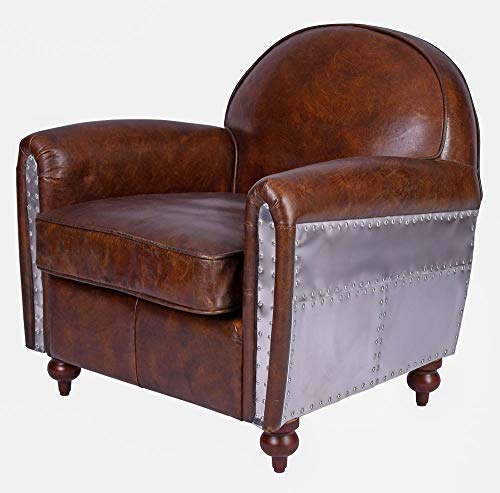 Ledersessel Art Deco Aluminium Clubsessel Flugzeug Sessel Armlehnsessel gepolstert Antik ovl016 Palazzo Exklusiv