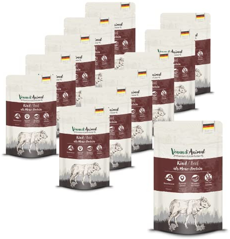 Venandi Animal - Premium Nassfutter für Katzen - Rind als Monoprotein 12er Pack (12 x 125 g), getreidefrei, Monoprotein
