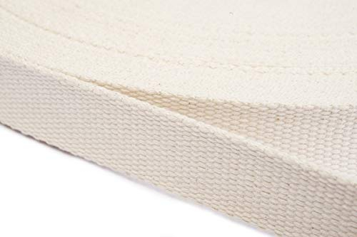 Jajasio Gurtband Baumwolle 30mm Breit, Baumwollgurtband Taschengurtband 02 - Creme 12 Meter