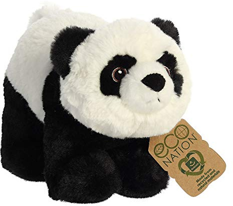 Aurora World Aurora, 35012, Eco Nation, Panda, 23cm, Plüschtier, Schwarz% Weiß