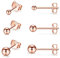 PRETTERY Silver Stud Earrings Set for Women, 3 Pair 925 Sterling Silver Round Rose Gold Plated Ball Studs Earrings Set for Girls Chirldren, Size: 3mm, 4mm, 5mm