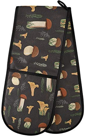 ZZXXB Mushroom Floral Double Oven Mitt Heat Resistant Non-Slip Kitchen Gloves Extra Long 7 x 35 for Cooking Baking Barbecue Grilling