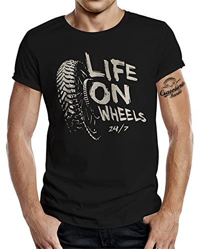 Classic Biker Motorrad Herren T-Shirt: Life on Wheels