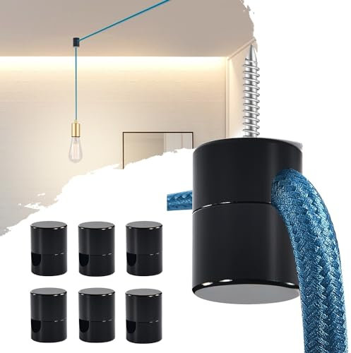 Adcssynd Paquete de 6 ganchos de aluminio para colgar en el techo, gancho de swag súper carga, ganchos de techo negros para colgar luces, ganchos de lámpara de botín, ganchos modernos para colgar en