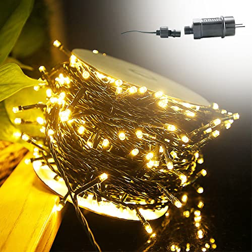 Aufun Guirlande lumineuse d'extérieur alimentée électriquement avec prise, 100 m, IP44, étanche, 8 modes, pour jardin, mariage, Noël, fête (80 m 800 LED blanc chaud)