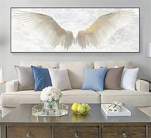 Mihaoe 5D Diamant Painting Bilder Groß,DIY Diamond Painting Weiße Engelsflügel,Diamond Painting Set Full für Kinder und Erwachsene, Diamant Malerei für Home Wanddekoration Kunsthandwerk 40x120cm