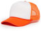 Funky Junque Retro Foam Trucker Hat Summer Mesh Cap Solid Blank Hat for Mens Womens Adjustable Snapback Vintage Strap, Weiß/Neonorange, Einheitsgröße