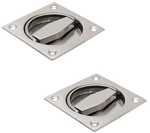 KUMGROT 2 maniglie nascoste per porte da incasso, maniglia a scomparsa per porta, cassetto, armadio, maniglia in acciaio inox, maniglia quadrata per porta scorrevole, 4 fori