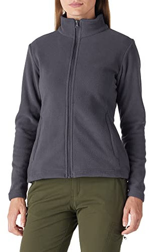 Outdoor Ventures Damen Fleecejacke mit Durchgehendem Reißverschluss Stehkragen Frauen Leichte Fleece Sweatjacke Warme Damenjacke für Laufen, Wandern und Freizeit Dunkelgrau M