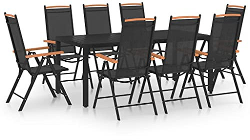 INLIFE 9-TLG. Garten-Essgruppe Aluminium Schwarz-0627