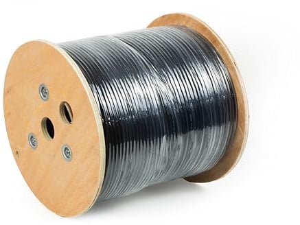 LINK LK305U6CEST cavo solido UTP categoria 6 per reti esterne con guaina PE resistente agli agenti atmosferici e raggi UV, lunghezza 305 metri, conduttori AWG23 in CCA, colore nero, classe CPR FCA