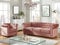 Chesterfield 3-Sitzer-Sofa und Sessel, Samt, Pastellrosa