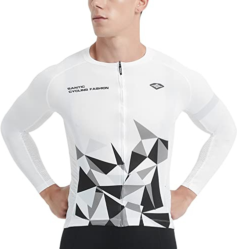 Santic Fahrradtrikot Herren Langarm Radtrikot Fahrradshirt Herren mit Taschen