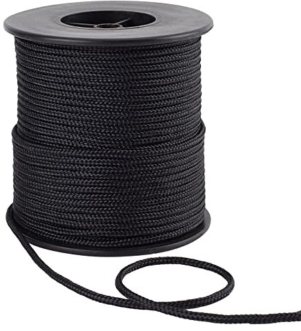PH PandaHall 3mm Black Nylon Cord, Braided Lift Shade Blind String Shade Cord Wind Chime Cord Replacement for Windows, Shades, and Rollers for Chinese Knotting, 50m