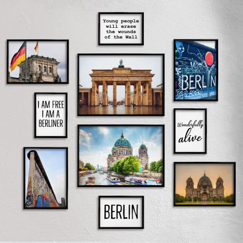Giallobus - Set mit 10 Wandpostern - Berliner Stadtsammlung - Beschichtetes Papier - | 2 x A3 42x30cm | 4 x A4 30x21cm | 4 x A5 21x15cm | - OHNE RAHMEN - Moderne Gemälde Wohnzimmer