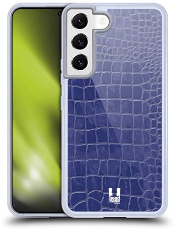 Head Case Designs Dunkel Blaugraun Krokodilhäute Muster Soft Gel Handyhülle Hülle kompatibel mit Samsung Galaxy S22 5G