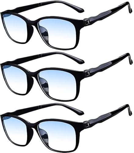 Eyglajdd Lesebrille für Herren Damen Matt Finish,TR90 leicht Lesehilfe Blaulichtfilter Brille 3er-Pack Schwarz +1,5