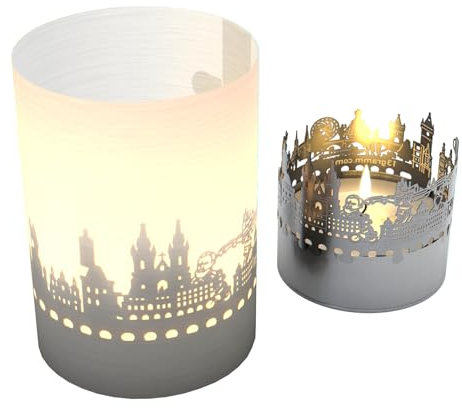 Prag Skyline Tube T-Light Schattenspiel - Magisches Geschenk für Prag-Fans: Silhouette von Prag projiziert, Souvenir & Dekoration für Zuhause