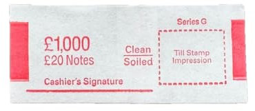 Money Bands Currency Straps For GBP UK notes (Red (£20 notes), 10 pack)