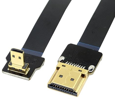 chenyang CYFPV - Cavo di prolunga piatto FPC da micro HDMI a HDMI maschio, 1080p, 90 gradi verso il basso, 0,2 m