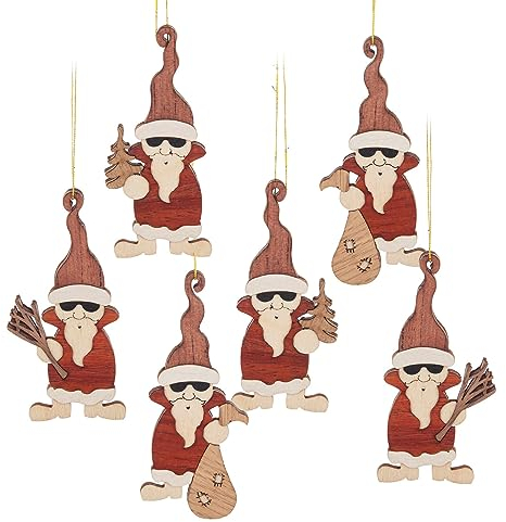 Kuhnert Drechslerei Schmuckanhänger/Baumschmuck - Motiv: Nikolaus im 6er Set - Höha: ca. 7 cm - Made in Germany