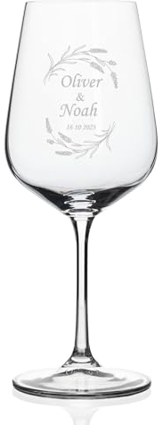Wanapix | Copa de Vino Personalizada | Copa de Cristal Grabada para Vino con el Nombre o Texto que quieras | Copa de Cristal | Flowers