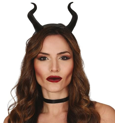 PARTY DISCOUNT NEU Haarreif Hörner Dämon/Teufel, schwarz mit verstellbaren Hörnern