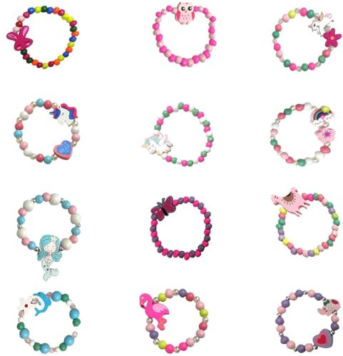 Basetousual 12stk Armband Kinder Mädchen,Schmuckset Mädchen ,Mitgebsel Kindergeburtstag Mädchen,schmuck Kinder Mitgebsel Kindergeburtstag Mädchen Geschenke