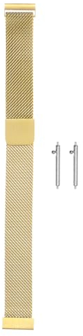 sourcing map Edelstahl-Mesh-Uhrenarmband 16mm Schnellwechsel-Verstellbares Armband mit magnetischem Verschluss für Männer und Frauen, Gold