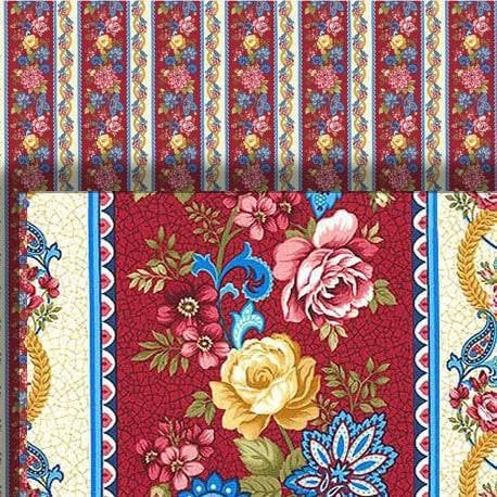 Melody Jane Dolls House Wallpaper Victorian Climbing Rose Red 1/2 inch 1:24 Miniature Print