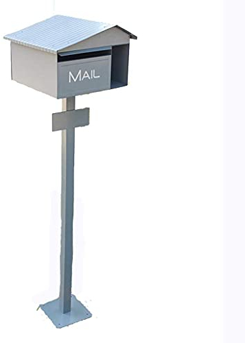 UGCEYIKJ Briefkasten, Gartenbriefkasten, abschließbarer wasserdichter Briefkasten, Aluminium-Briefkasten für Post, schwarz mit Ständer, Briefkasten