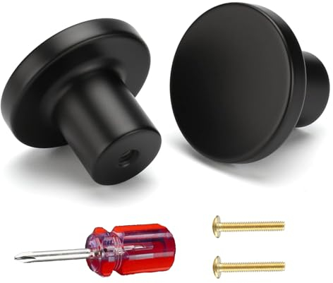 iguTrail 2 Stück Möbelknöpfe, 30mm Schrankknöpfe, Schwarz Schrankknopf mit Schrauben für Schrank, Kleiderschrank, mit Einem Schraubendreher