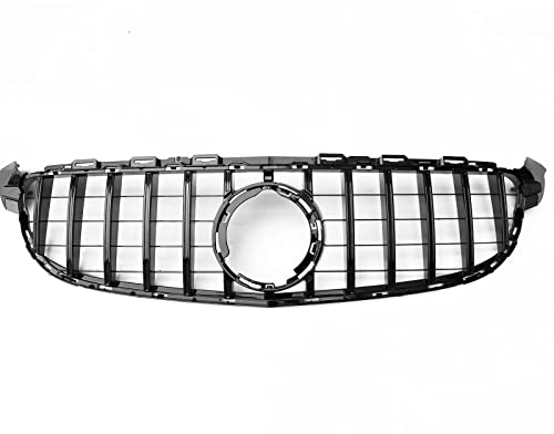 Schwarzer Kühlergrill Für Benz W205 C63 C63S AMG 2019–2021, Nur Nicht-Kamera-GT-Stil, Haubengitter-Kit
