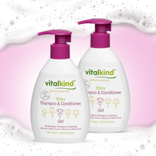 Vitalkind Shiny Shampoo & Conditioner GIRL - Premium Natural Care for Kids. Premium Natural Cosmetics for Girls by Vitalkind. Set- 2 x 200 ml